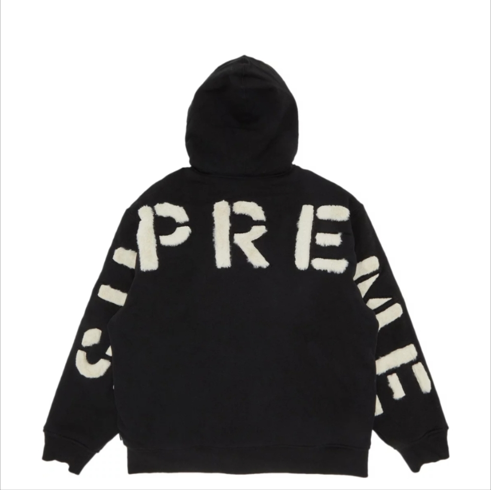 Supreme Faux Fur Lined Zip Up Hooded Sweatshirt 'Black